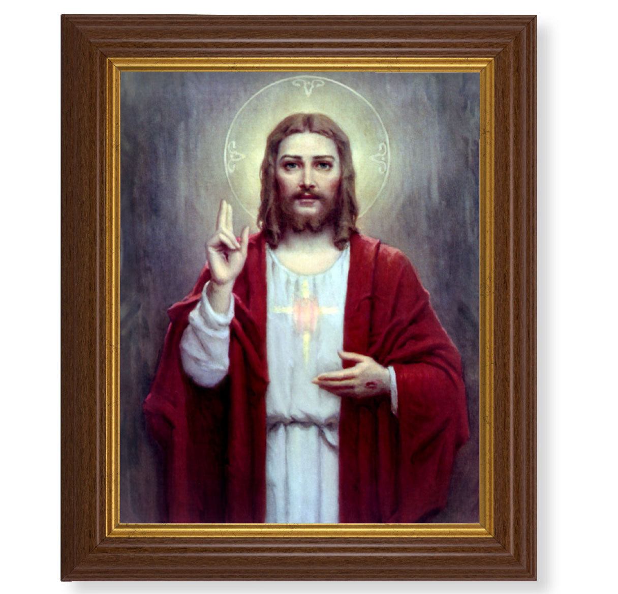 Sacred Heart of Jesus Dark Walnut Framed Art