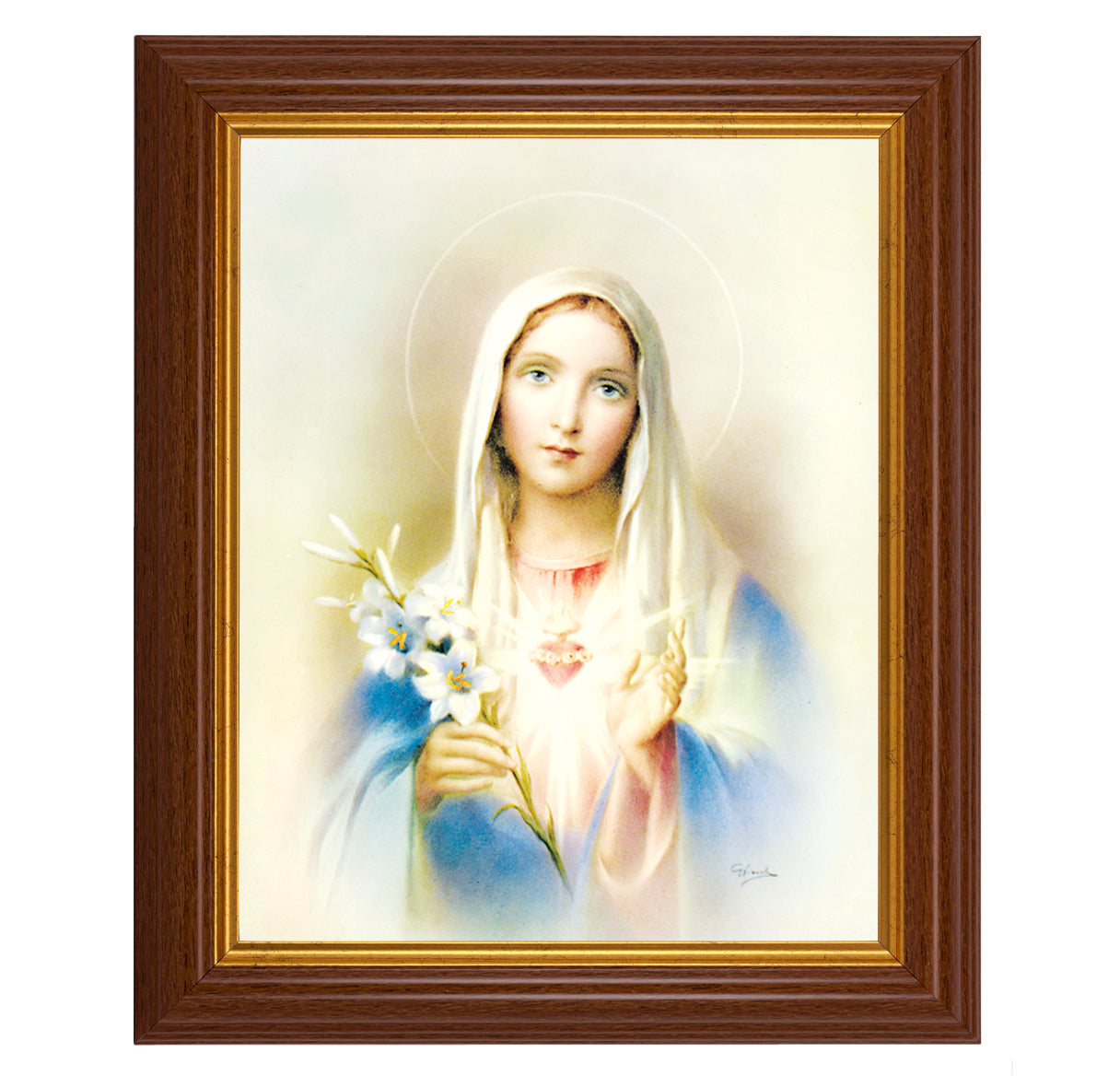 Immaculate Heart of Mary Dark Walnut Framed Art