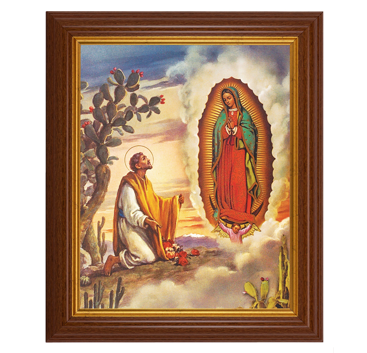 Our Lady of Guadalupe with Juan Diego Dark Walnut Framed Art