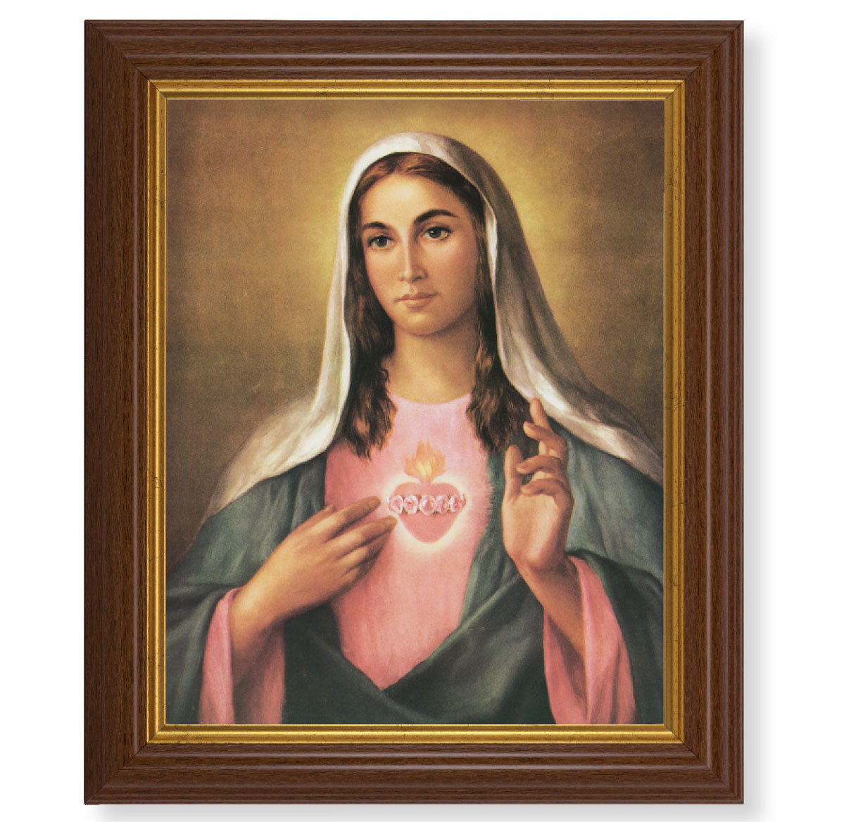 Immaculate Heart of Mary Dark Walnut Framed Art