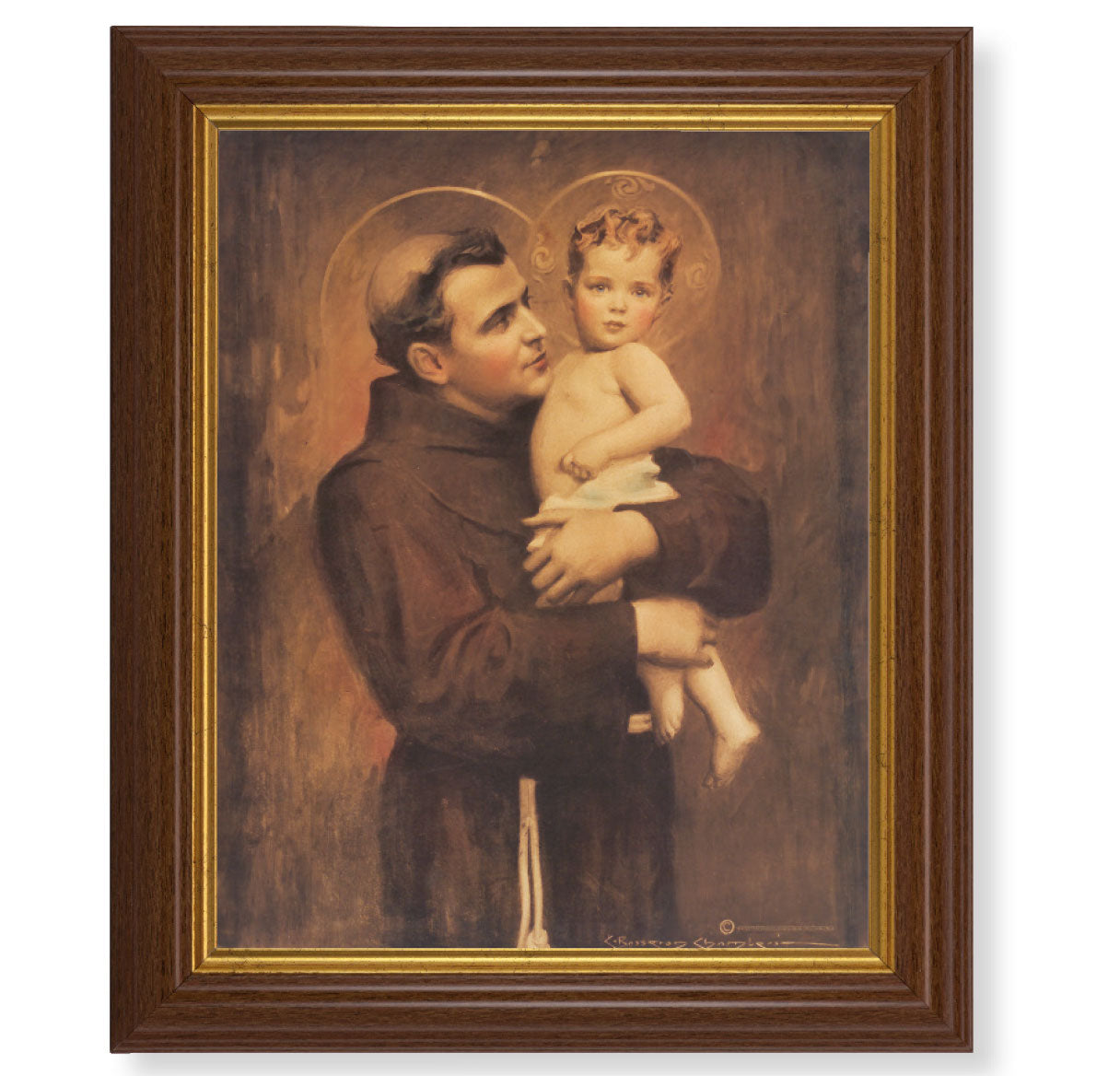 St. Anthony with Jesus Dark Walnut Framed Art