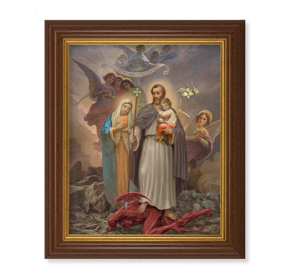 The St. Joseph "Terror of Demons" Dark Walnut Framed Art