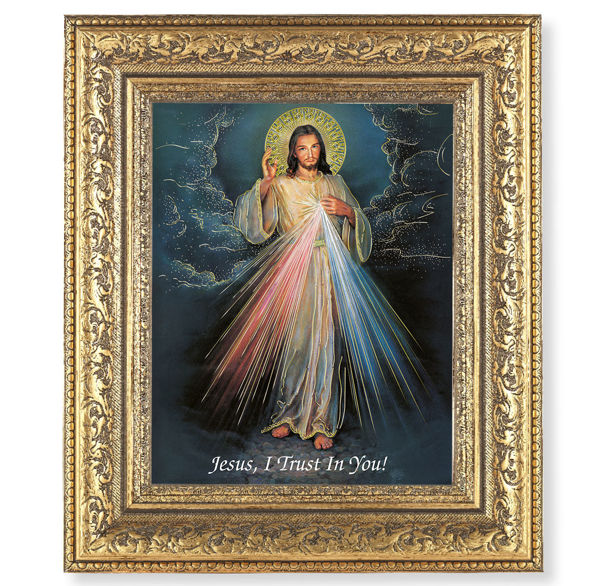 Divine Mercy Gold-Leaf Antique Framed Art