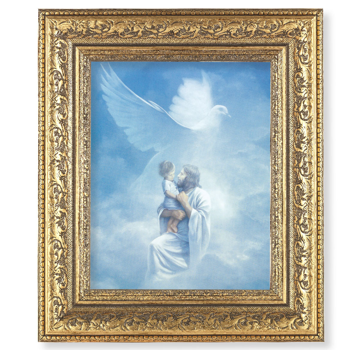 Christ Welcoming Child Gold-Leaf Antique Framed Art