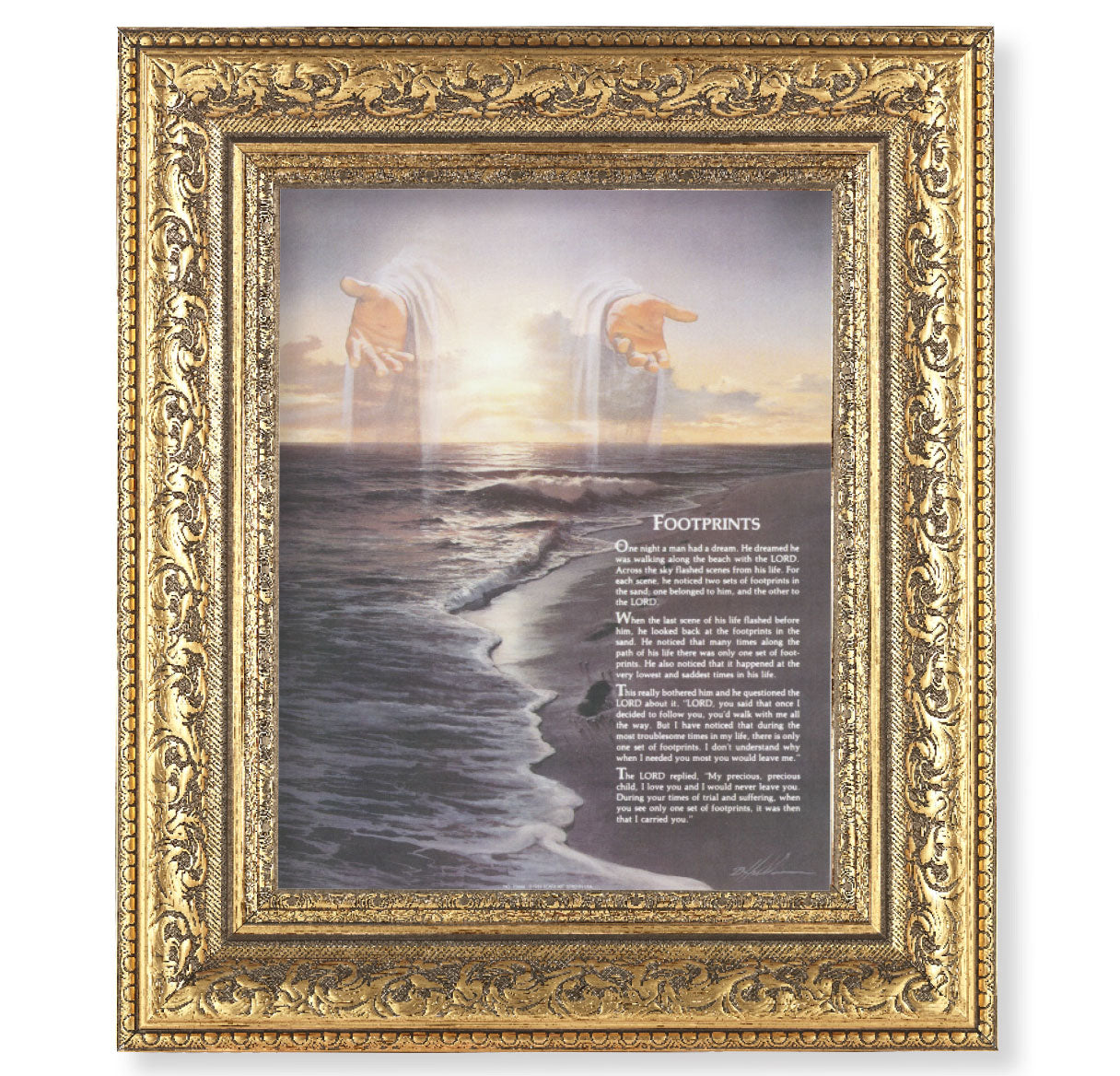 Footprints Gold-Leaf Antique Framed Art