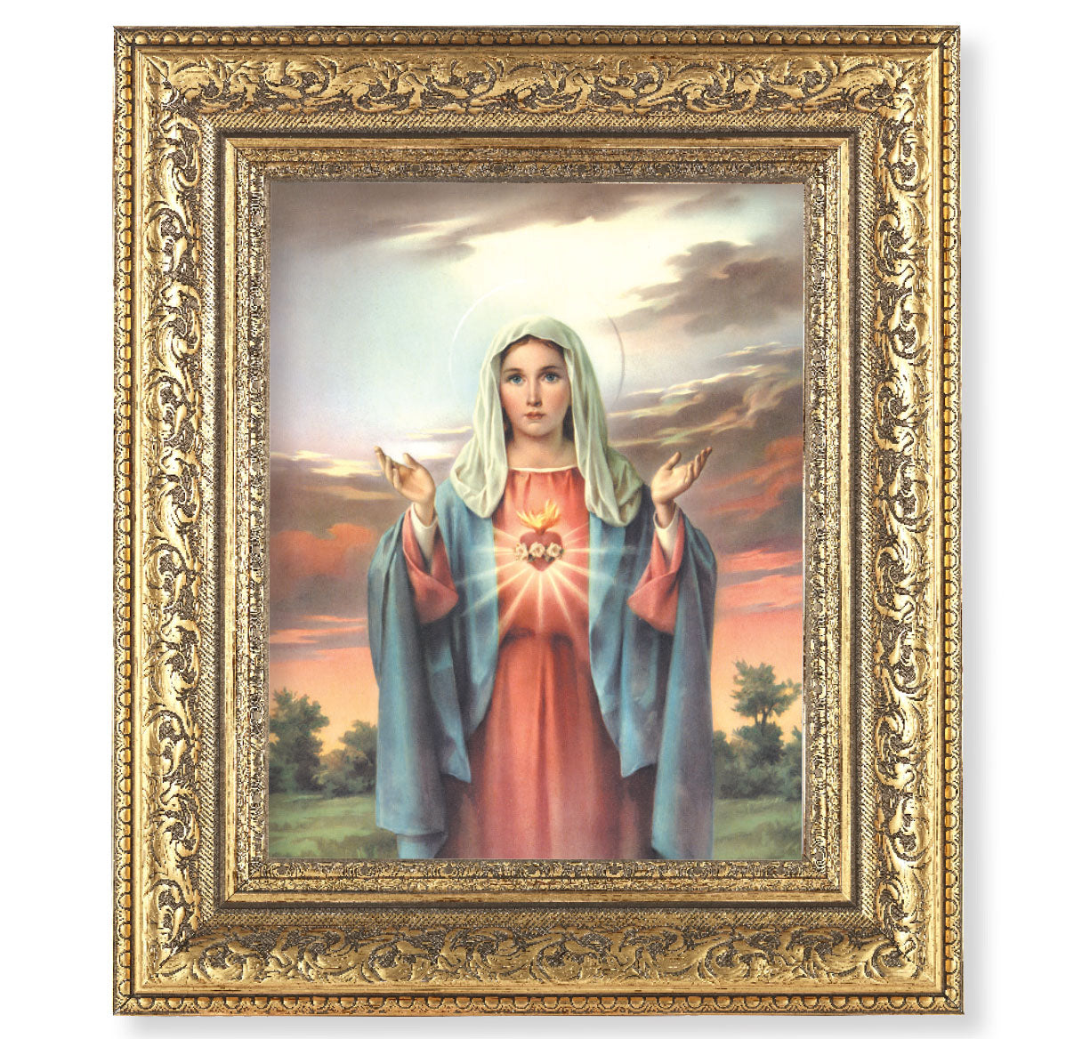 Immaculate Heart of Mary Gold-Leaf Antique Framed Art