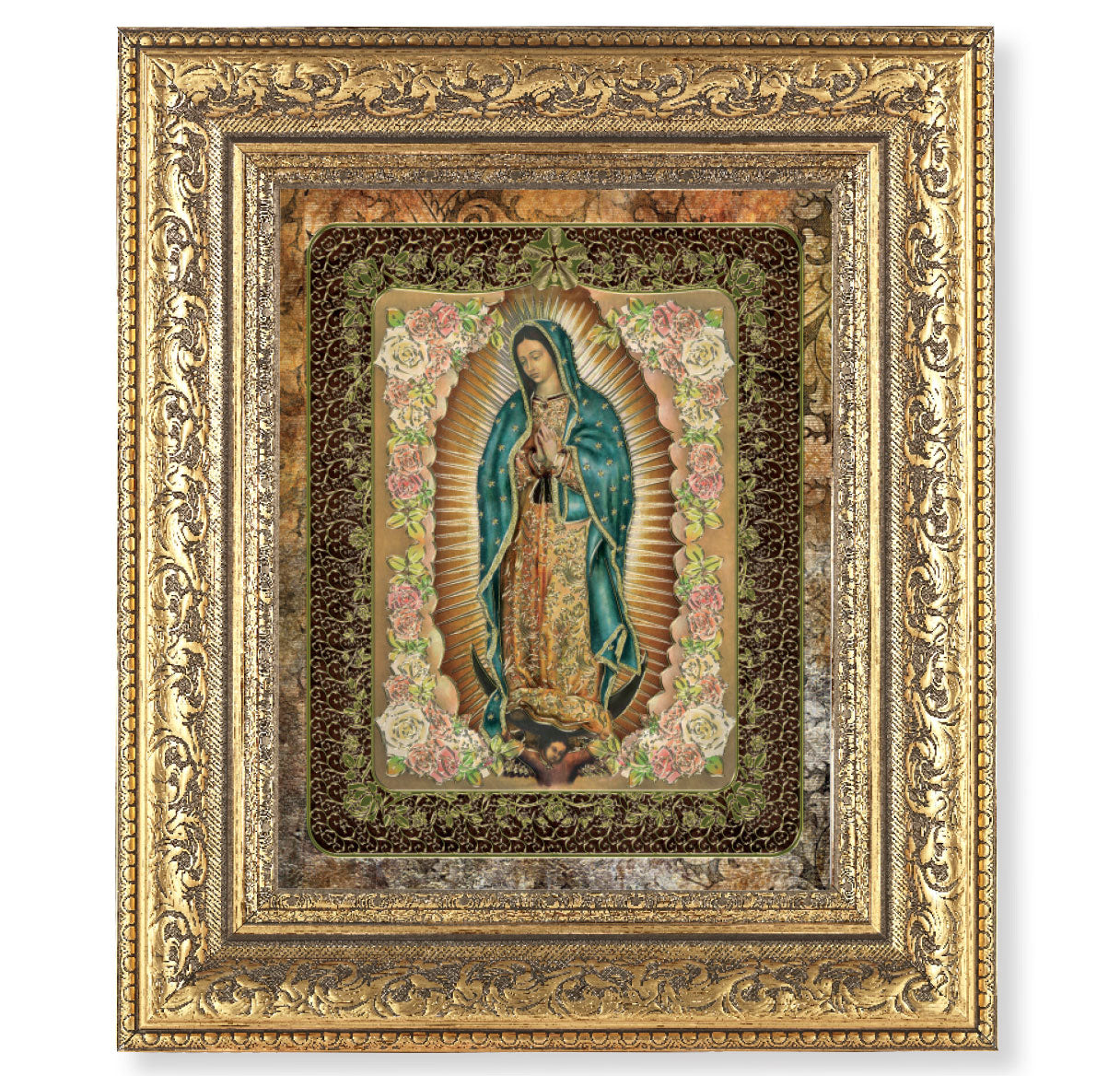 Our Lady of Guadalupe Gold-Leaf Antique Framed Art