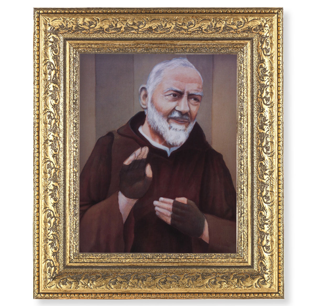 St. Pio Gold-Leaf Antique Framed Art
