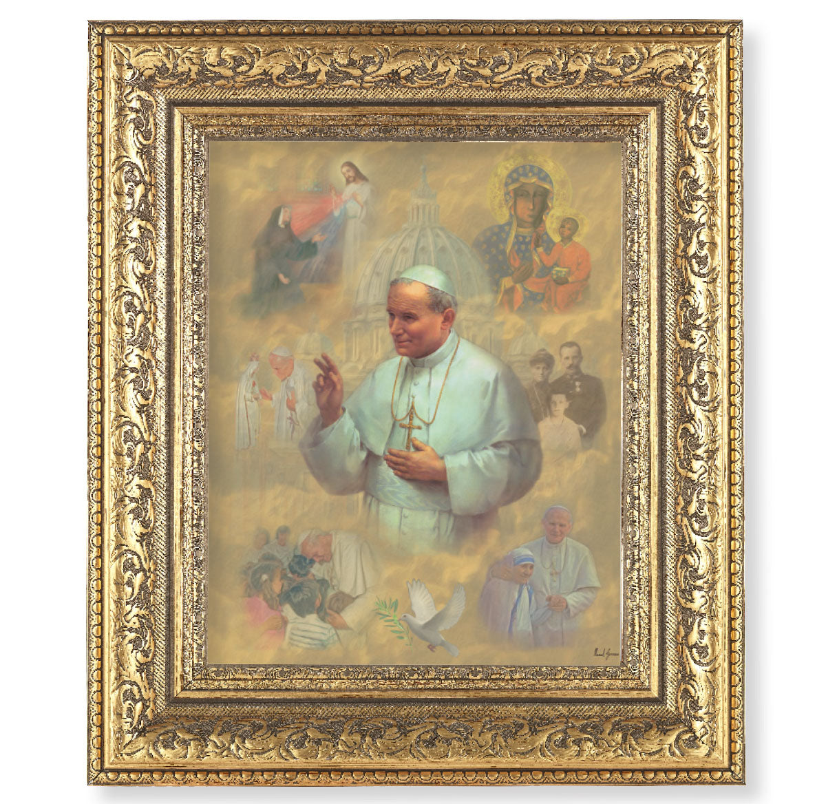 St. John Paul II Gold-Leaf Antique Framed Art
