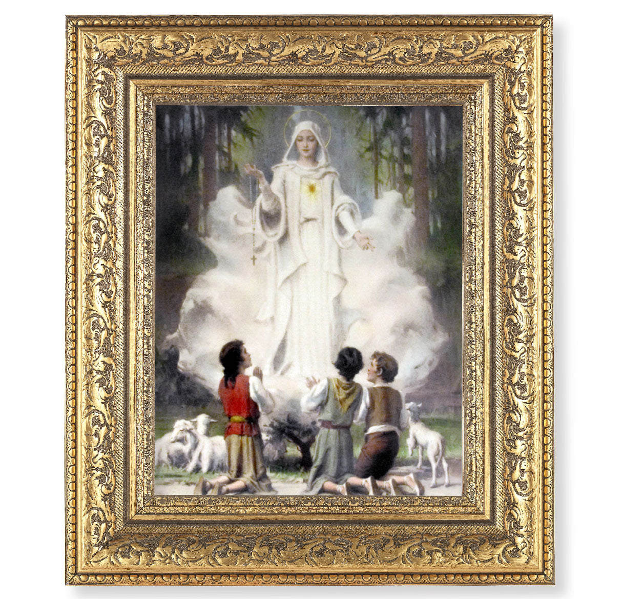 Our Lady of Fatima Gold-Leaf Antique Framed Art