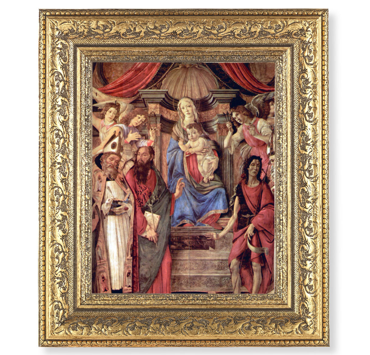 Madonna Throne of Angels and Saints Gold-Leaf Antique Framed Art – The ...