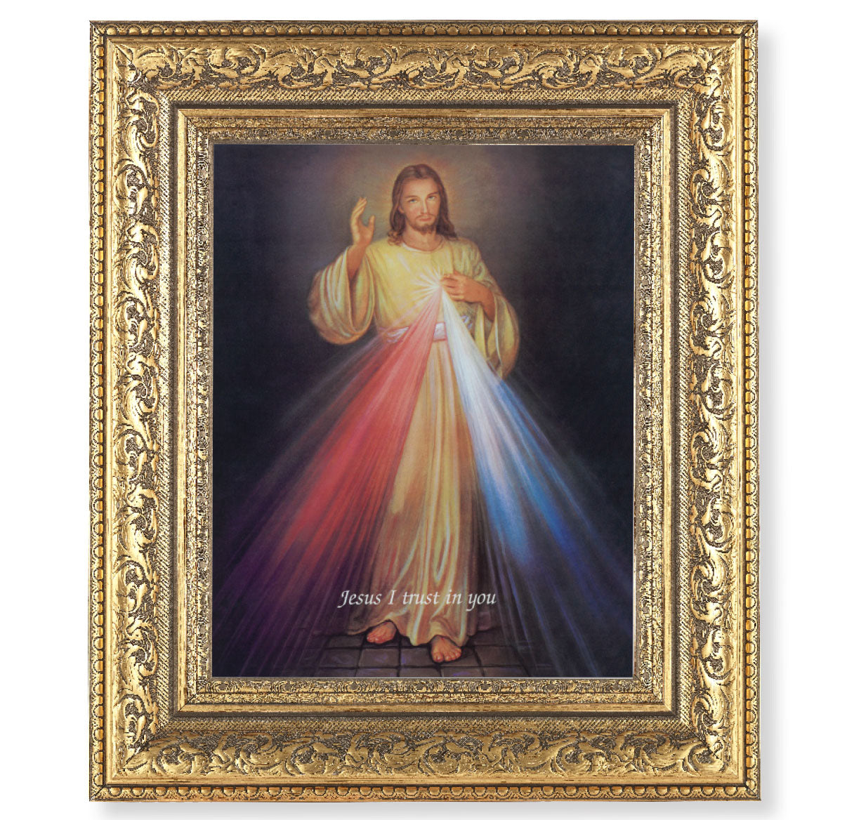 Divine Mercy Gold-Leaf Antique Framed Art