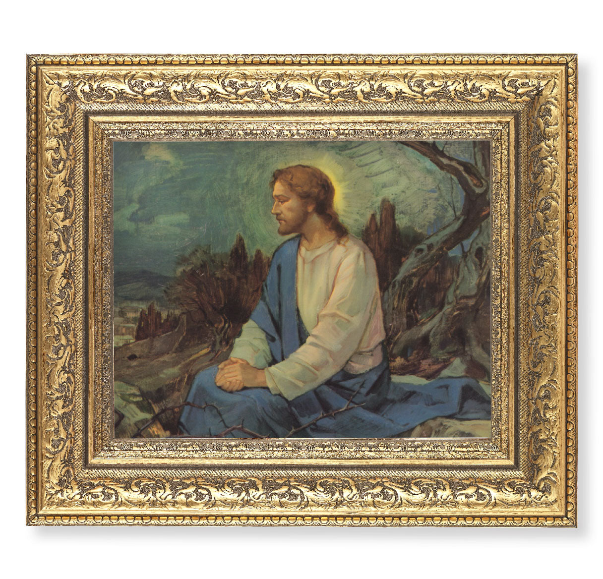 Meditation in the Garden Gold-Leaf Antique Framed Art