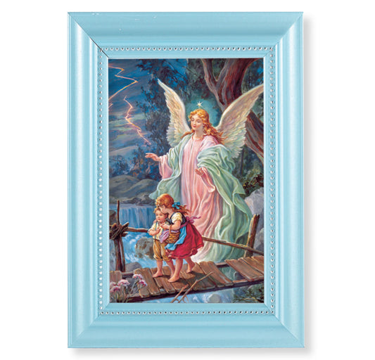 Guardian Angel Pearlized Blue Framed Art