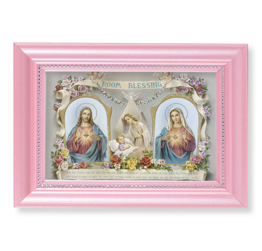 Baby Room Blessing Pearlized Pink Framed Art