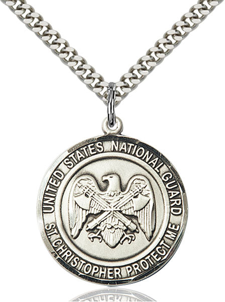 Sterling Silver NAT'L GUARD/Saint Christopher Pendant