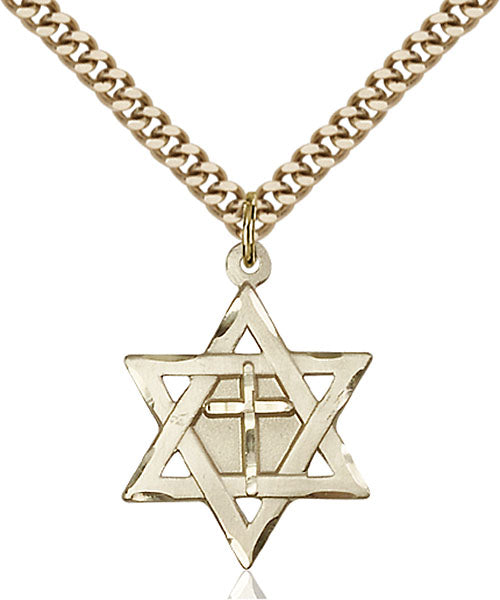 14kt Gold Filled Star of David W/ Cross Pendant