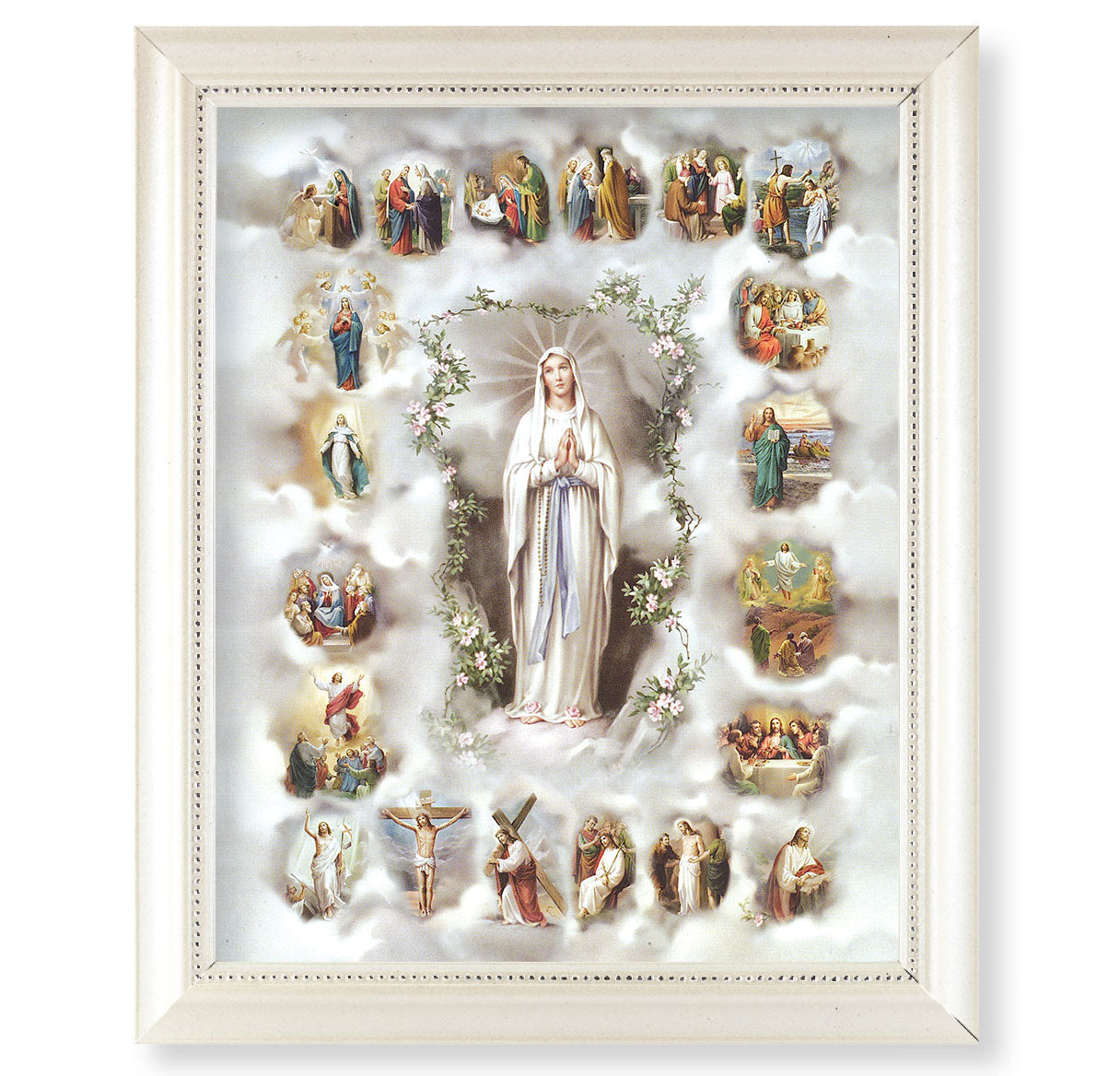 Hail Mary Pearlized White Framed Art