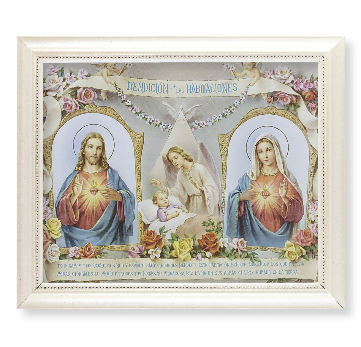Spanish Baby Room Blessing Pearlized White Framed Art