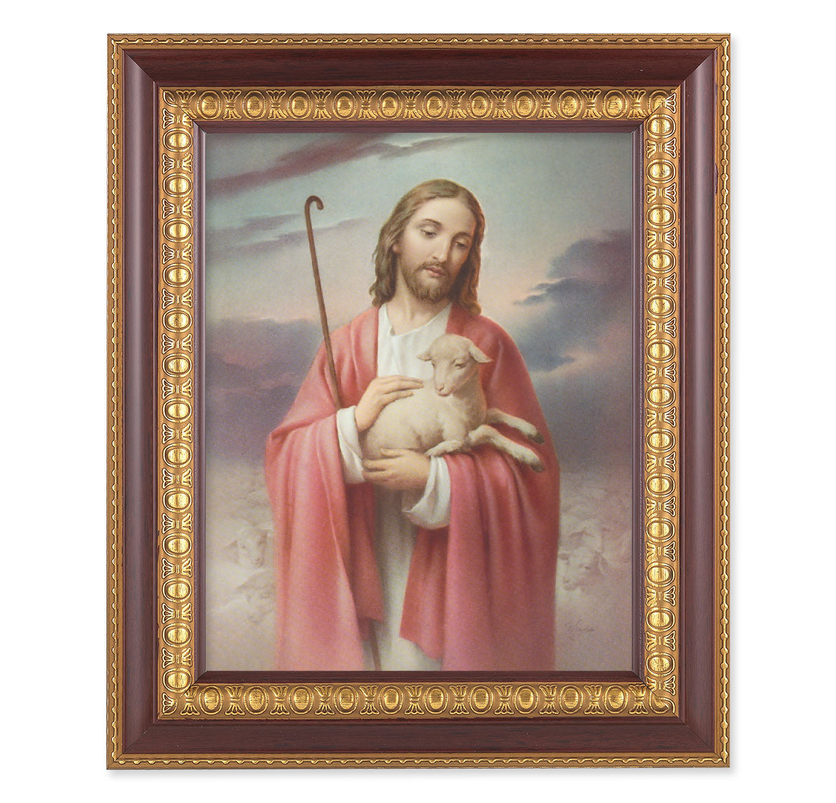 Good Shepherd Cherry Gold Framed Art