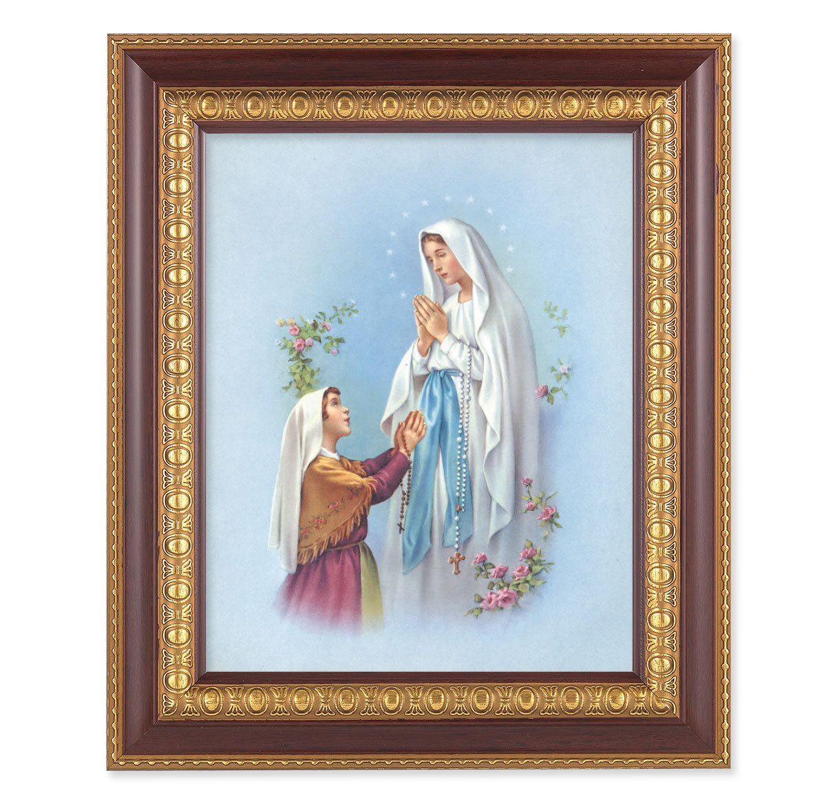 Our Lady of Lourdes Cherry Gold Framed Art