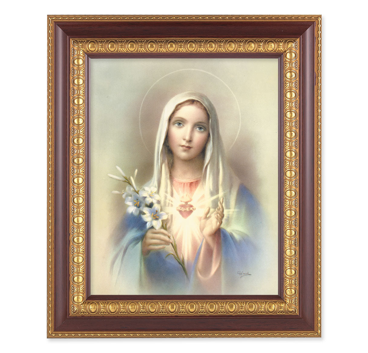 Immaculate Heart of Mary Cherry Gold Framed Art