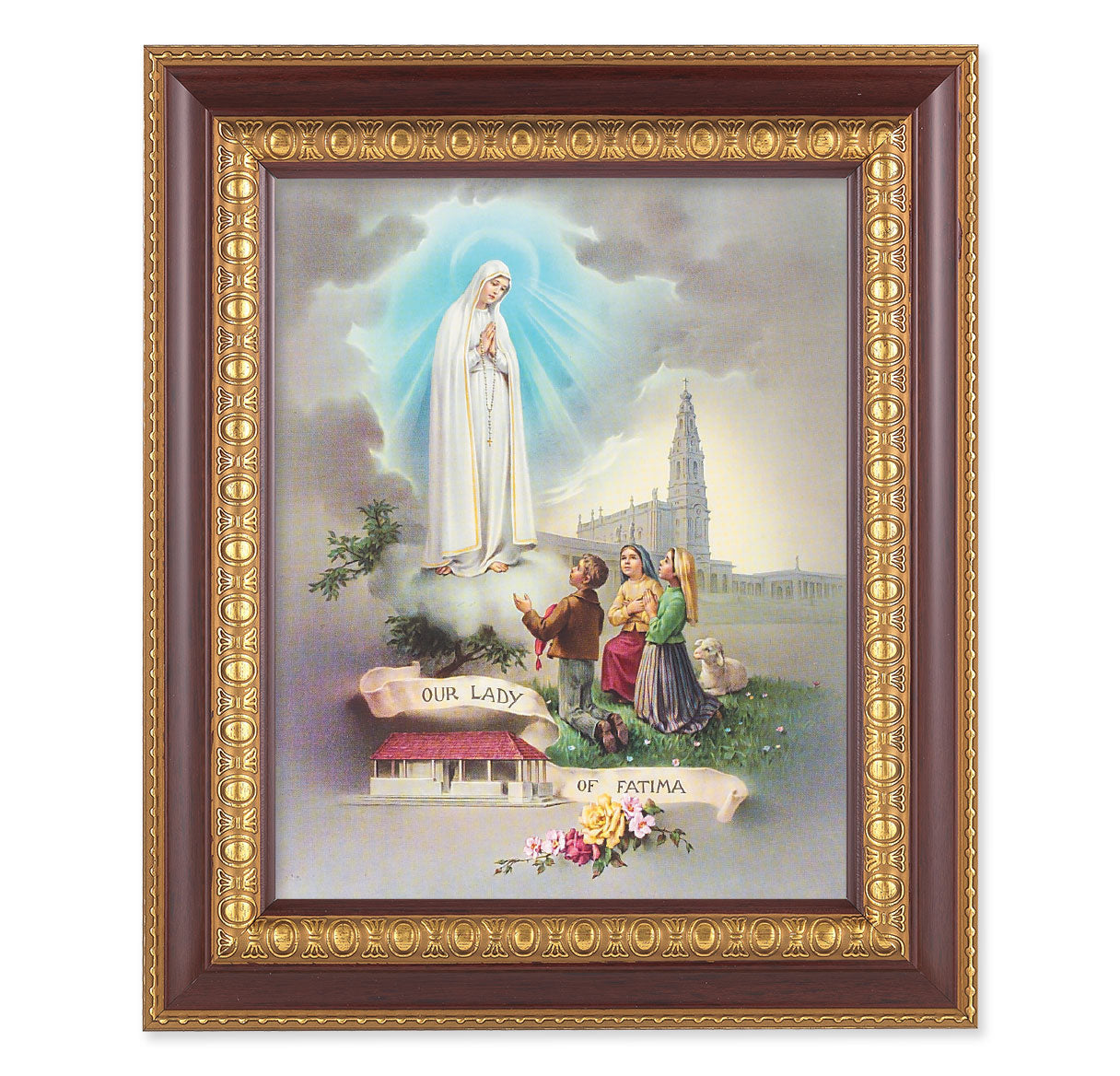 Our Lady of Fatima Cherry Gold Framed Art