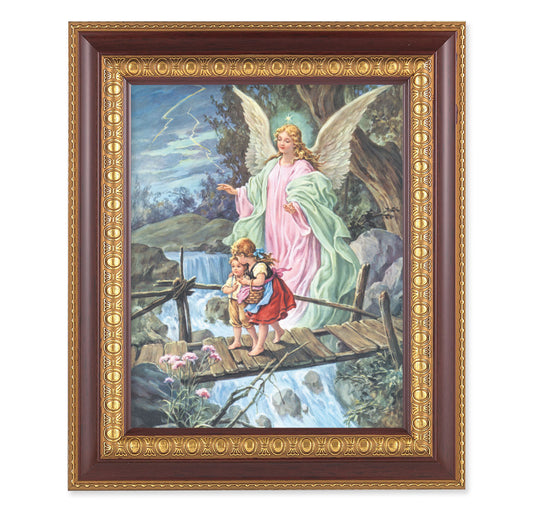 Guardian Angel Cherry Gold Framed Art