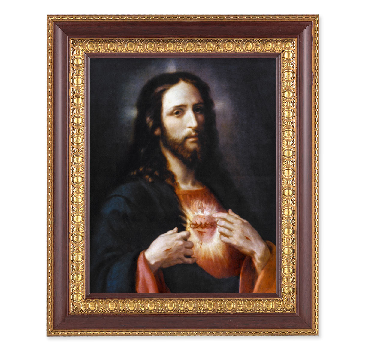 Sacred Heart of Jesus Cherry Gold Framed Art