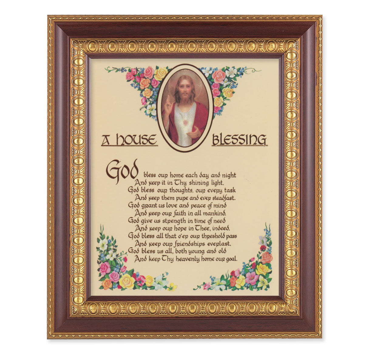 House Blessing Cherry Gold Framed Art