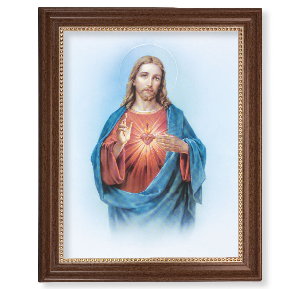 Sacred Heart of Jesus Dark Walnut Framed Art