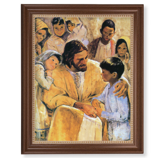 Christ with Children Dark Walnut Framed Art