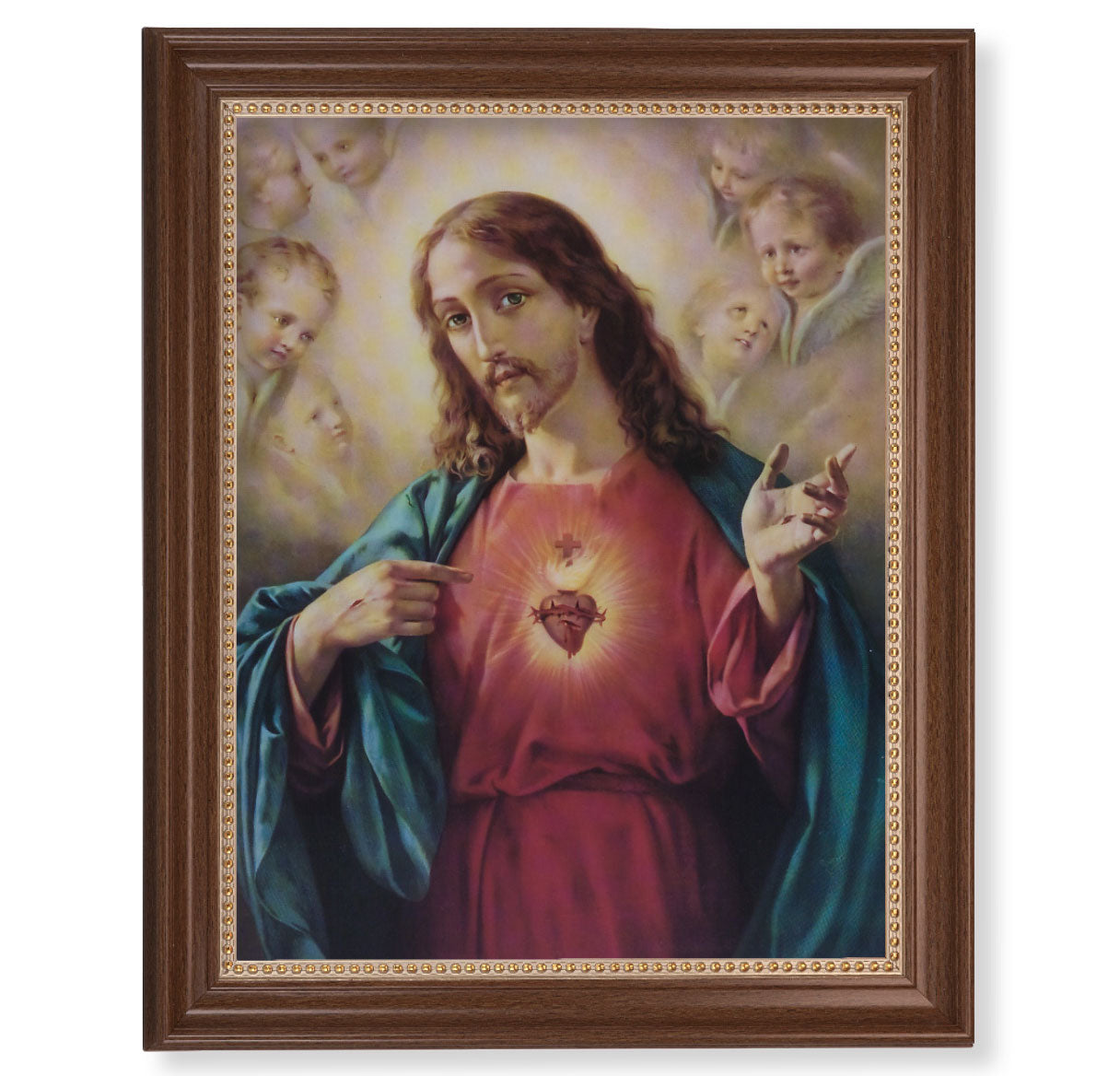 Sacred Heart of Jesus Dark Walnut Framed Art