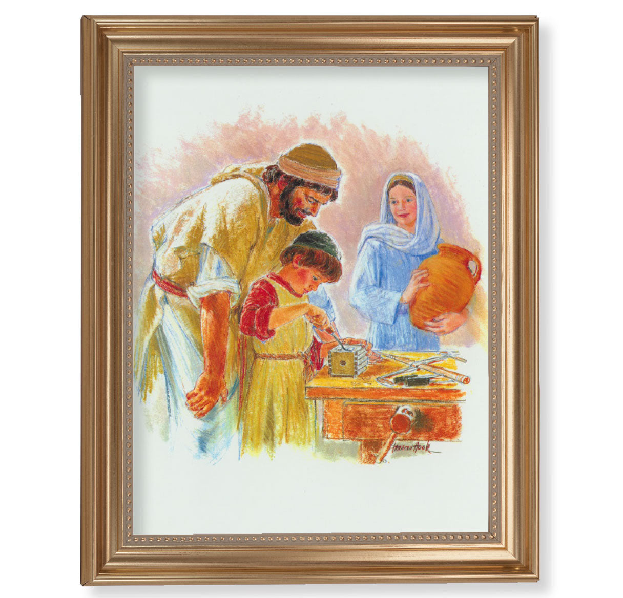 Jesus the Carpenter Gold Framed Art