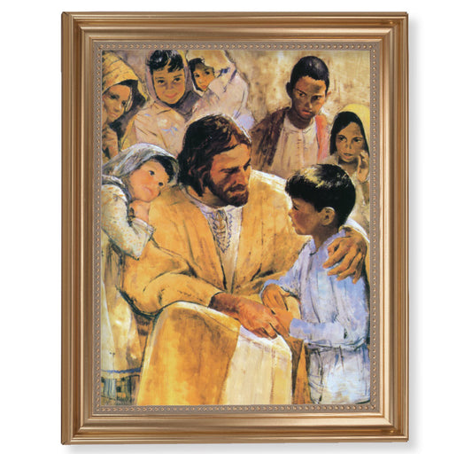 Christ with Children Gold Framed Art