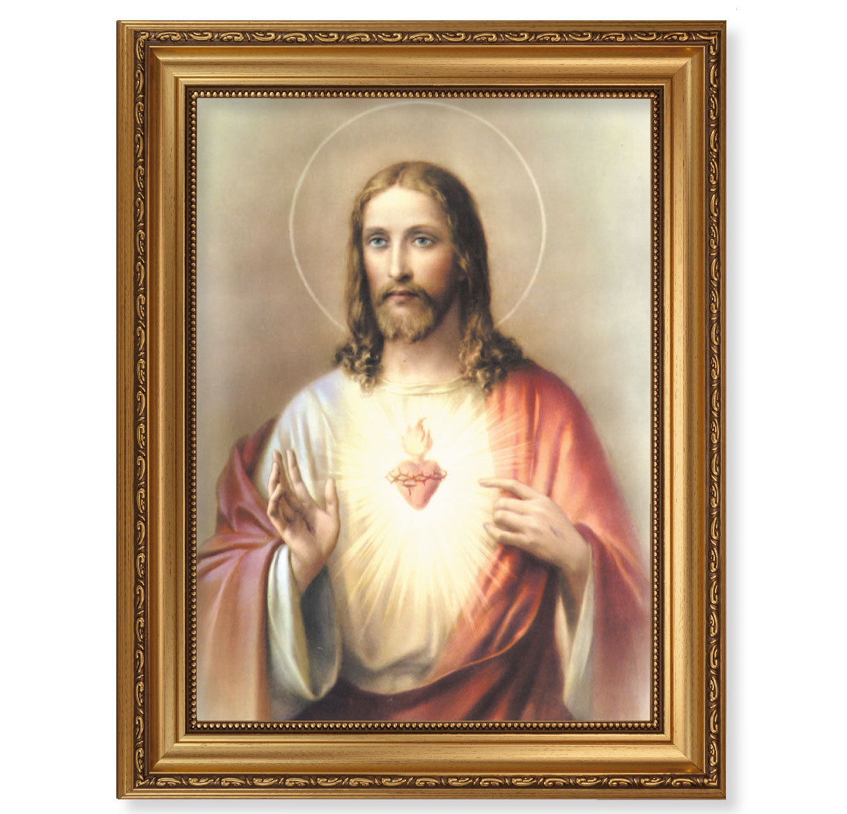 Sacred Heart of Jesus Antique Gold Framed Art