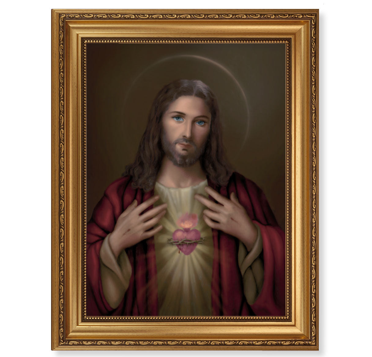 Sacred Heart of Jesus Antique Gold Framed Art