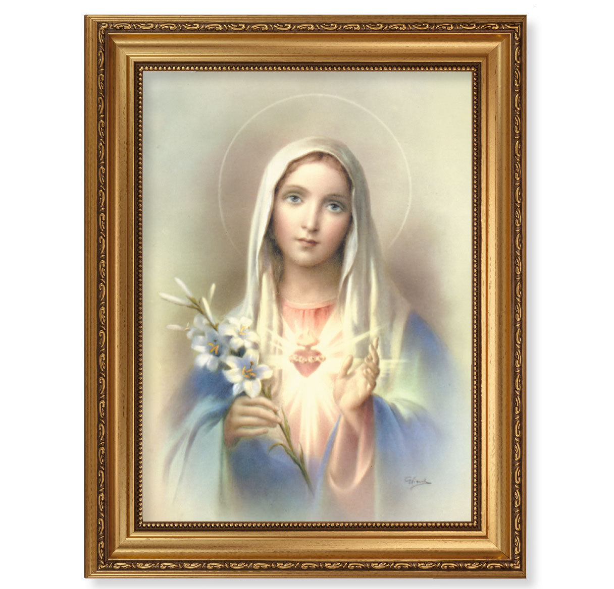 Immaculate Heart of Mary Antique Gold Framed Art