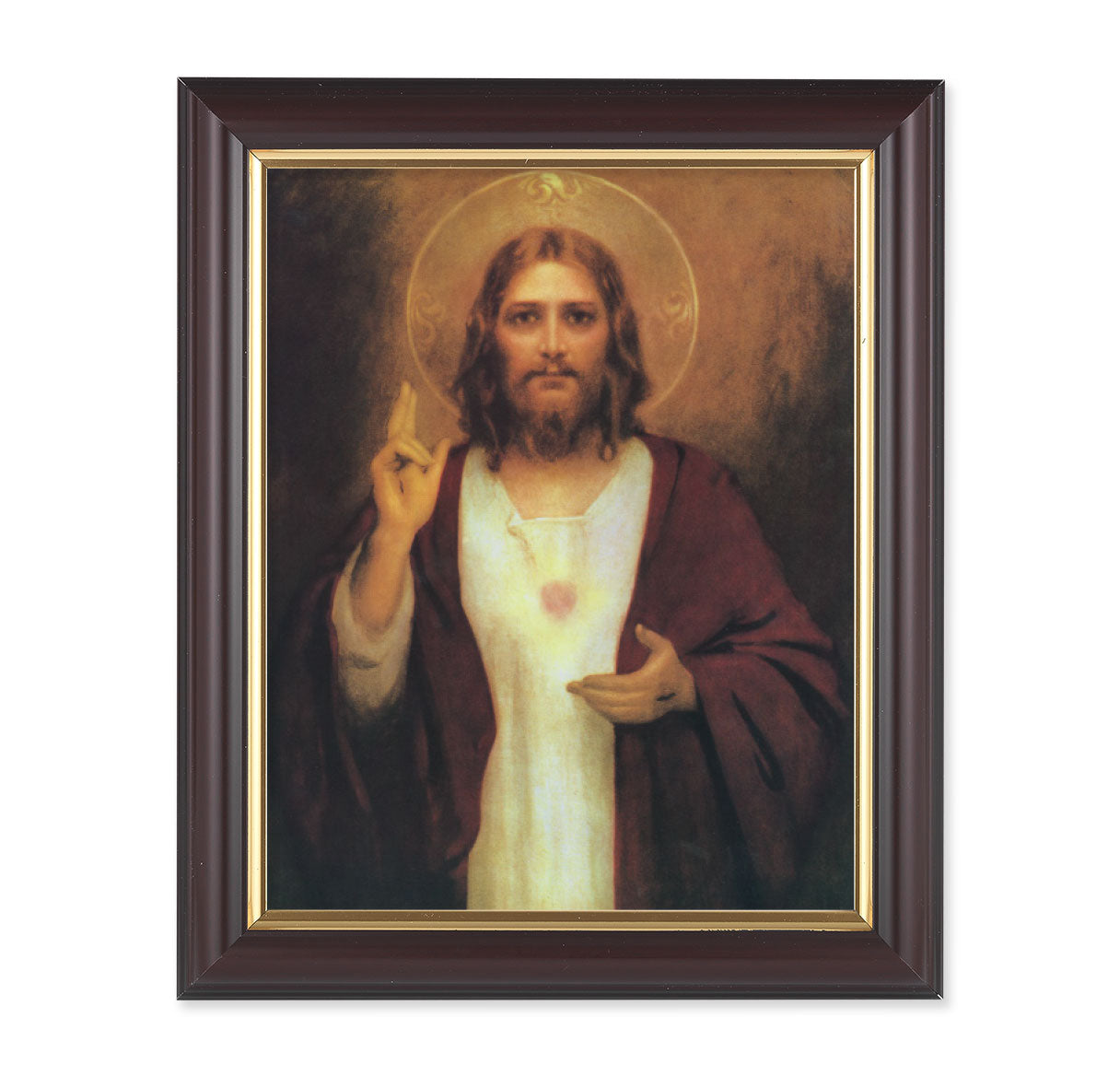 Sacred Heart of Jesus Walnut Framed Art