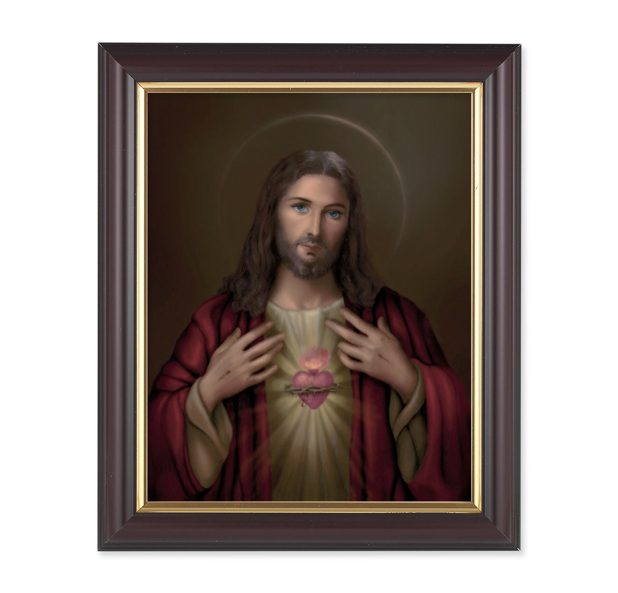 Sacred Heart of Jesus Walnut Framed Art