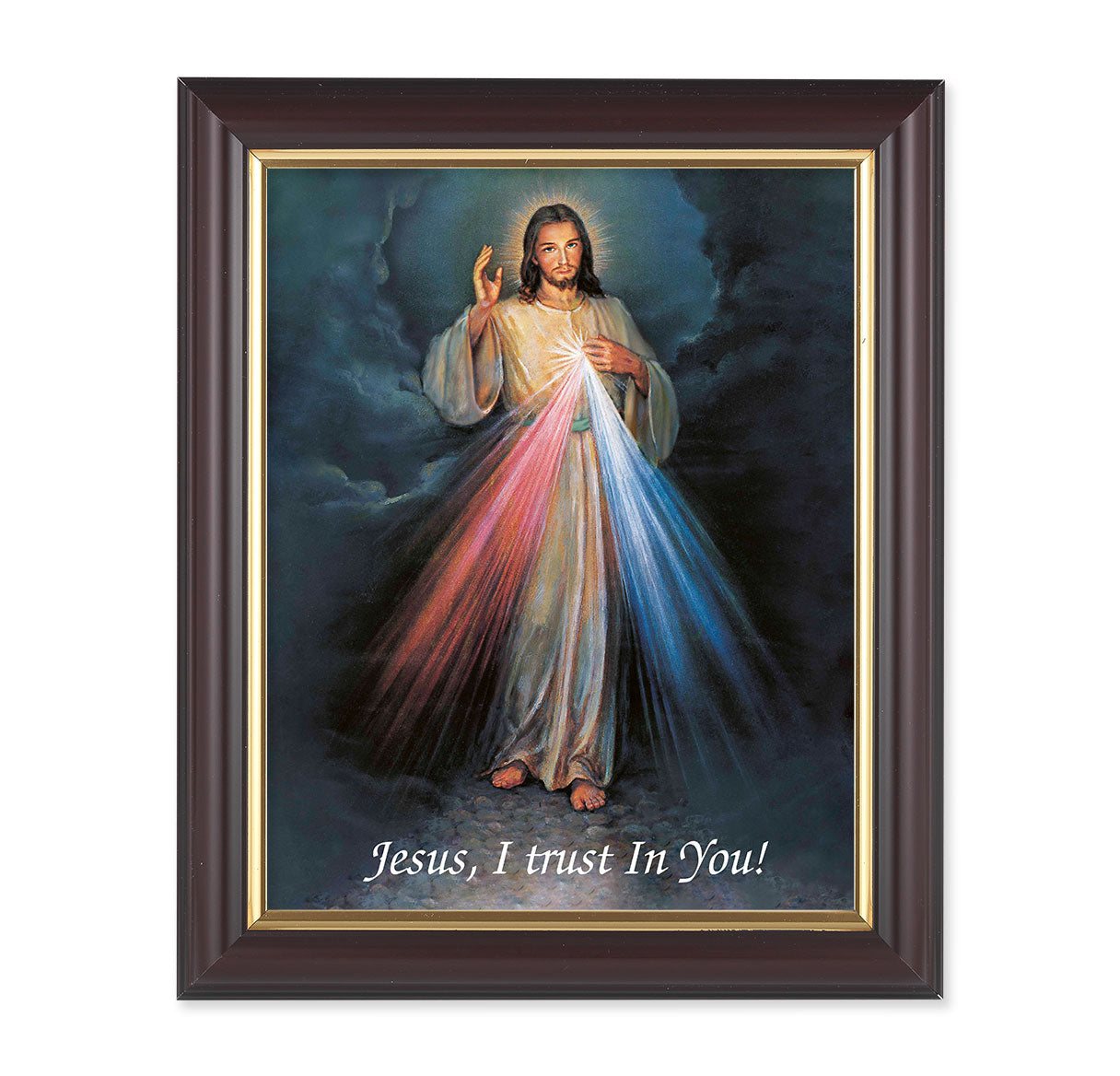 Divine Mercy Walnut Framed Art