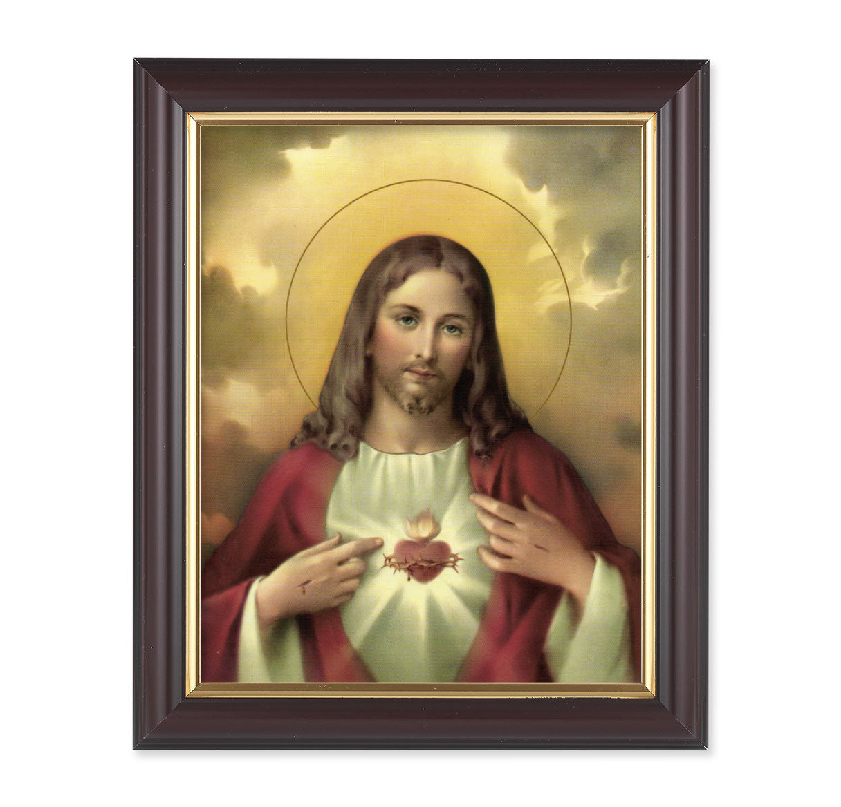 Sacred Heart of Jesus Walnut Framed Art