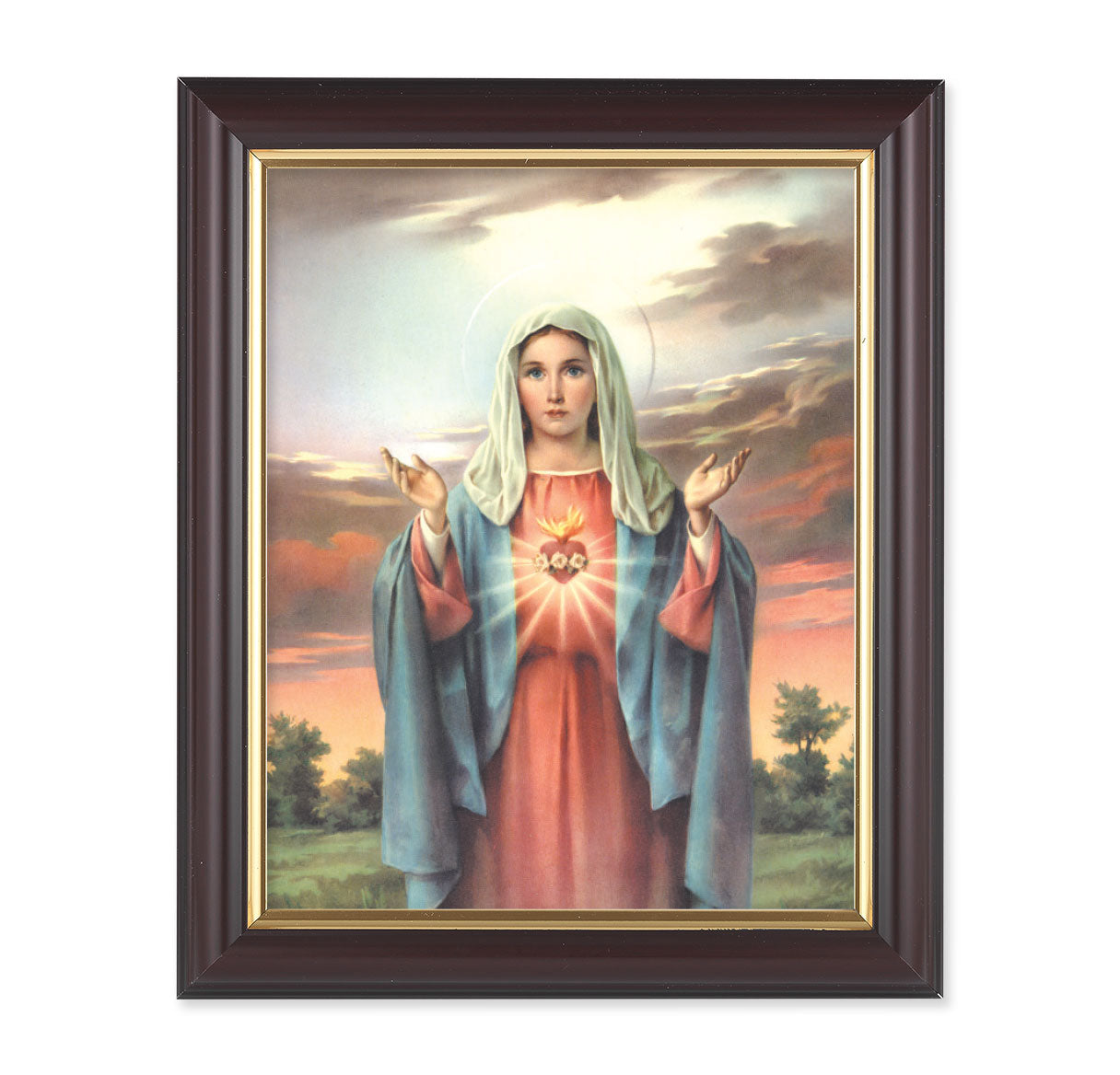 Immaculate Heart of Mary Walnut Framed Art