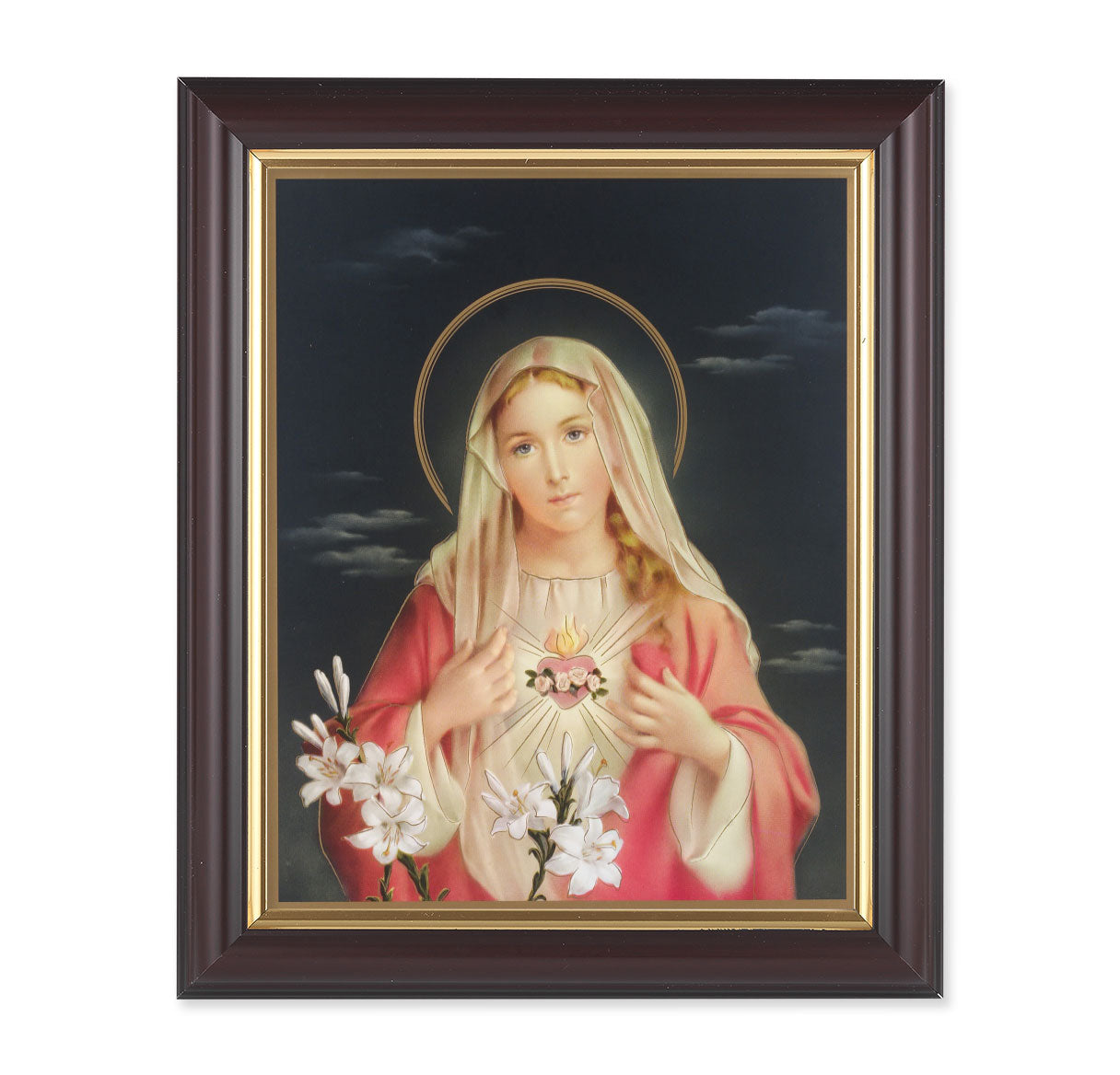 Immaculate Heart of Mary Walnut Framed Art