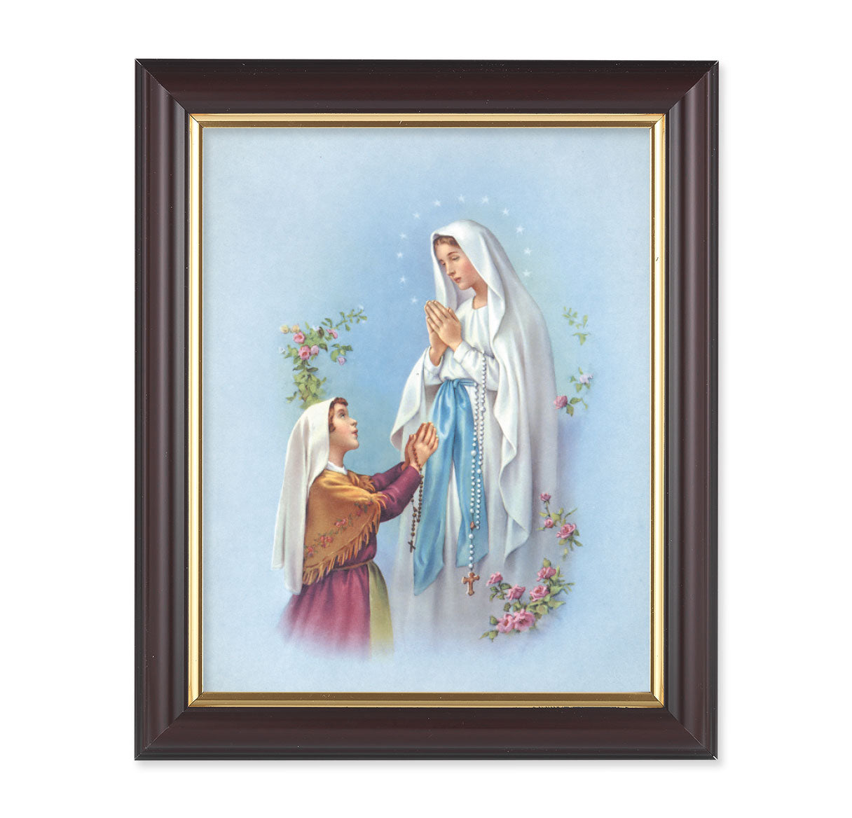 Our Lady of Lourdes Walnut Framed Art