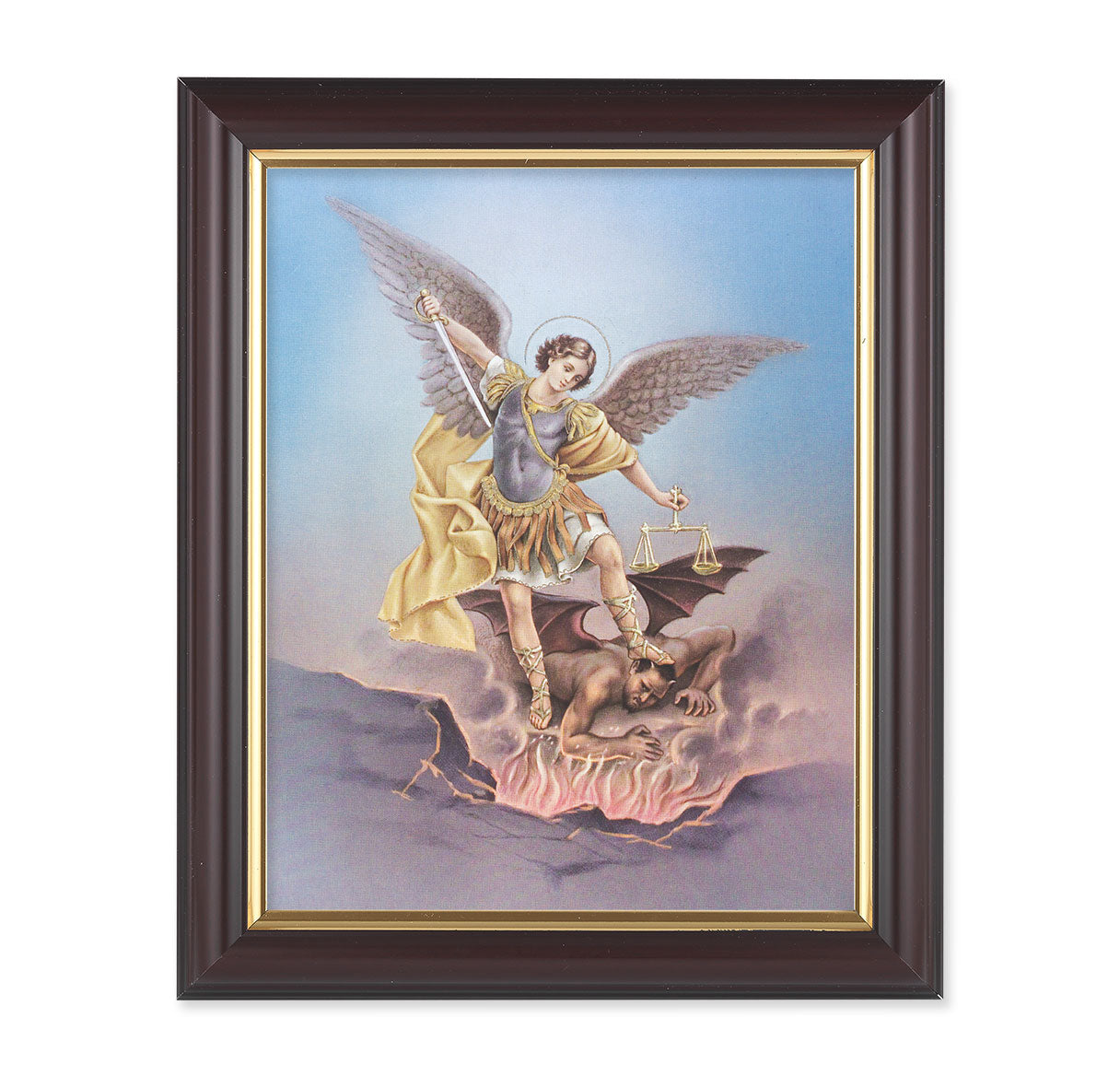 St. Michael Walnut Framed Art