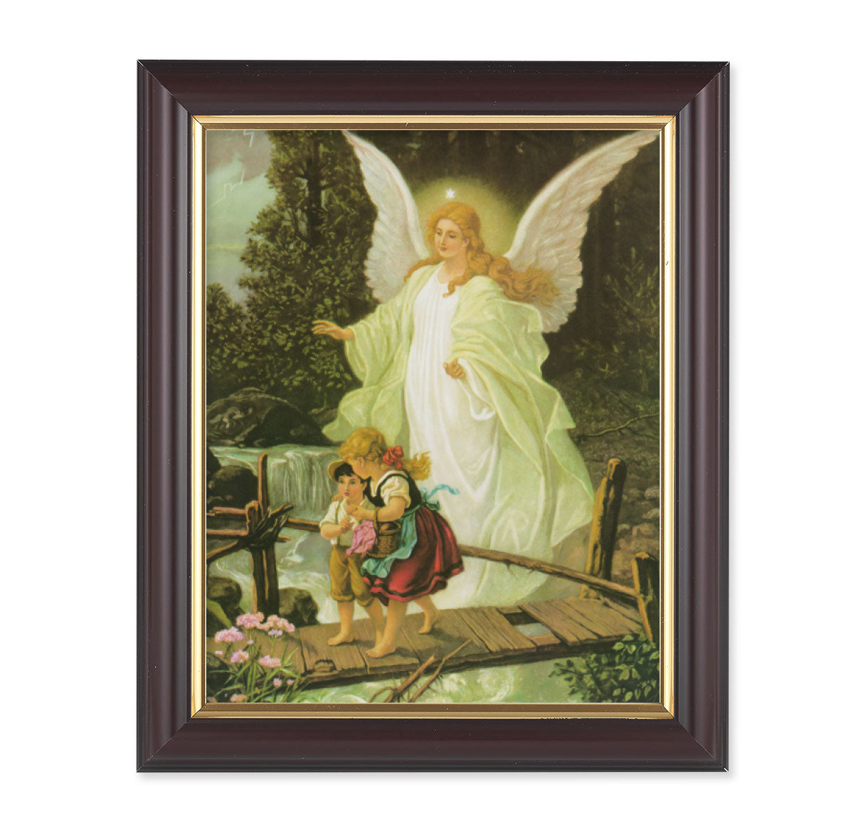 Guardian Angel Walnut Framed Art