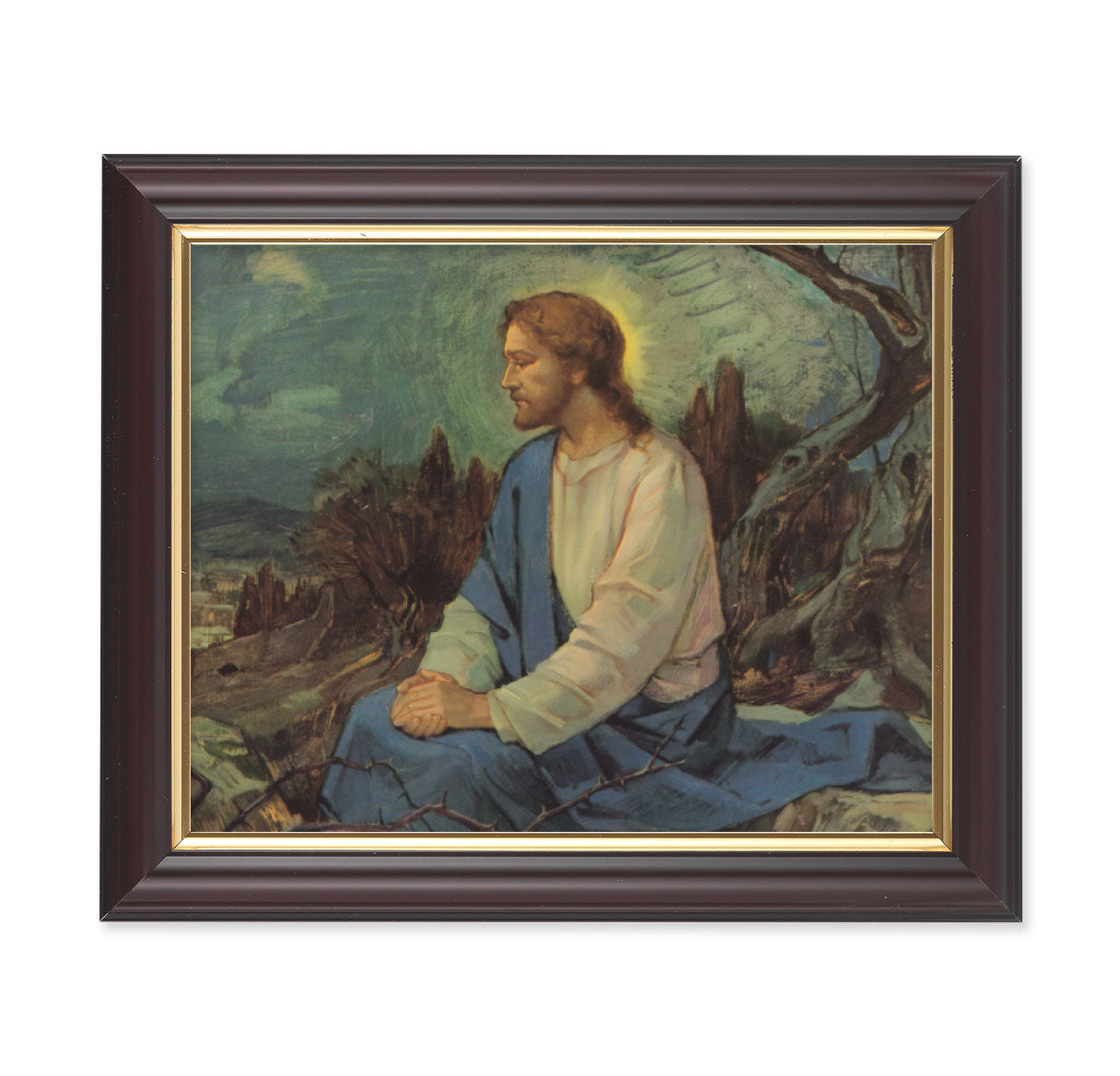 Meditation in the Garden Walnut Framed Art