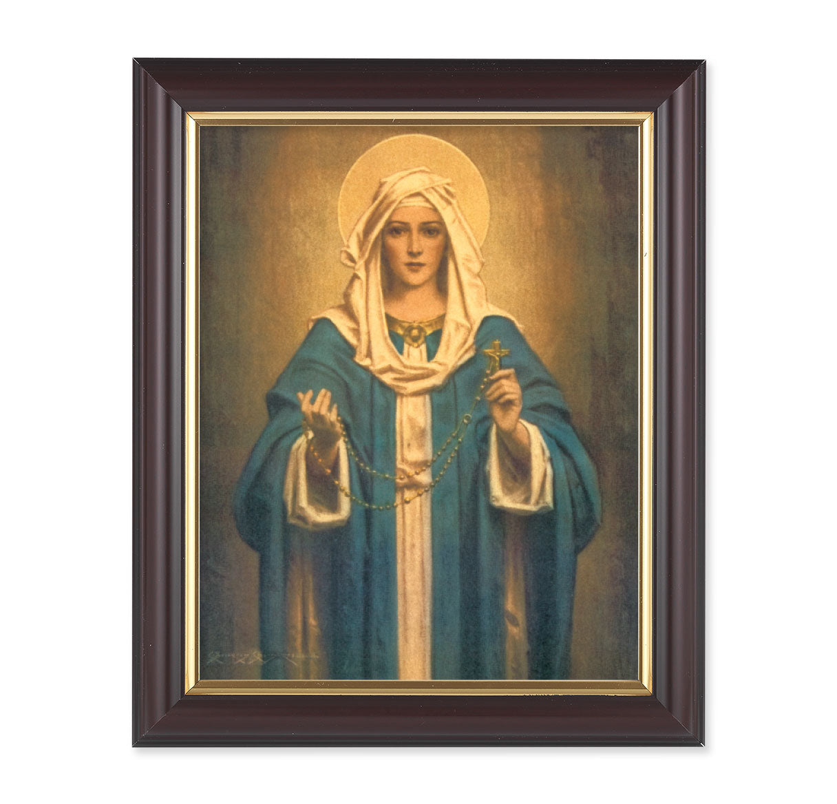 Our Lady of the Rosary Walnut Framed Art