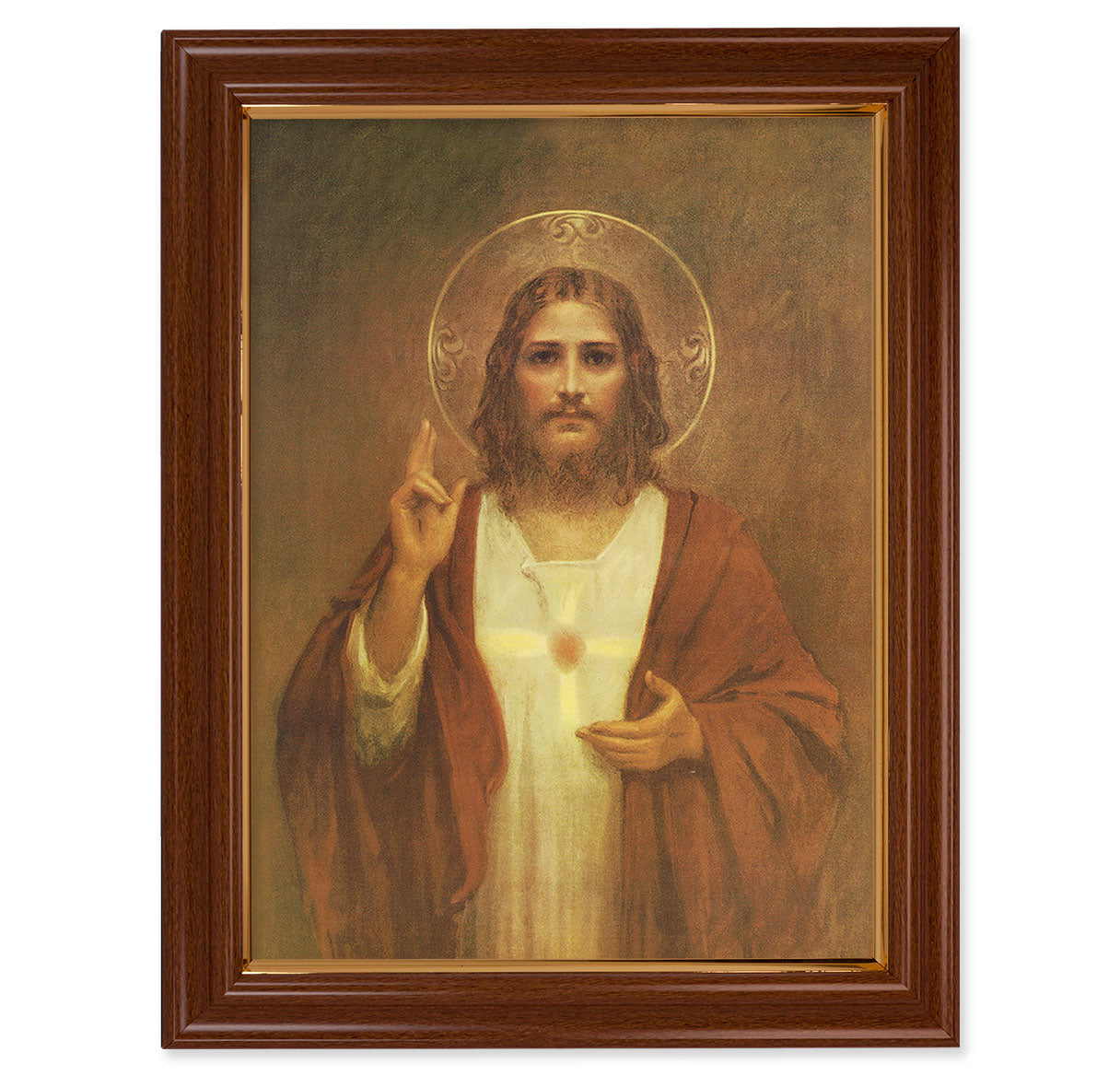 Sacred Heart of Jesus Walnut Finish Framed Art